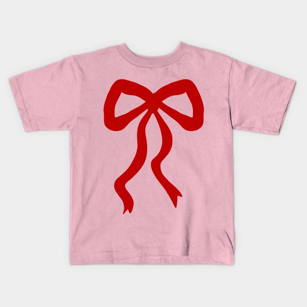 Simple Classic Red Christmas Holiday Preppy Bow Kids T-Shirt by LittleForest